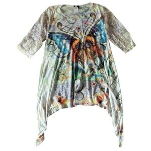 Jostar Butterfly Rhinestone Top – Made in USA (Size M)